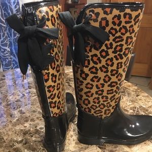 Coach Leopard Rain Boots Size 10 Brand New
